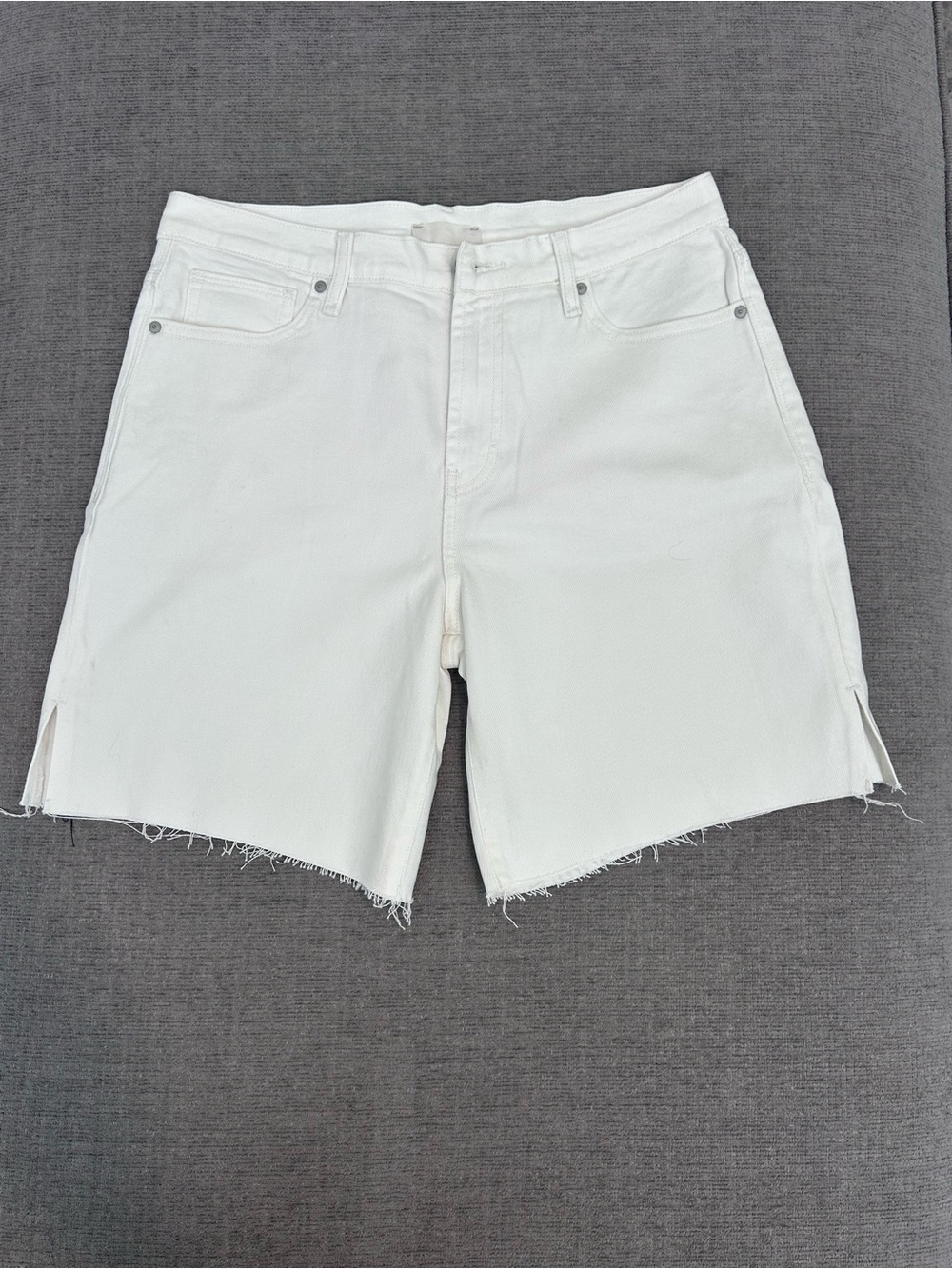 Habitual White Frayed Hem Bermuda Shorts